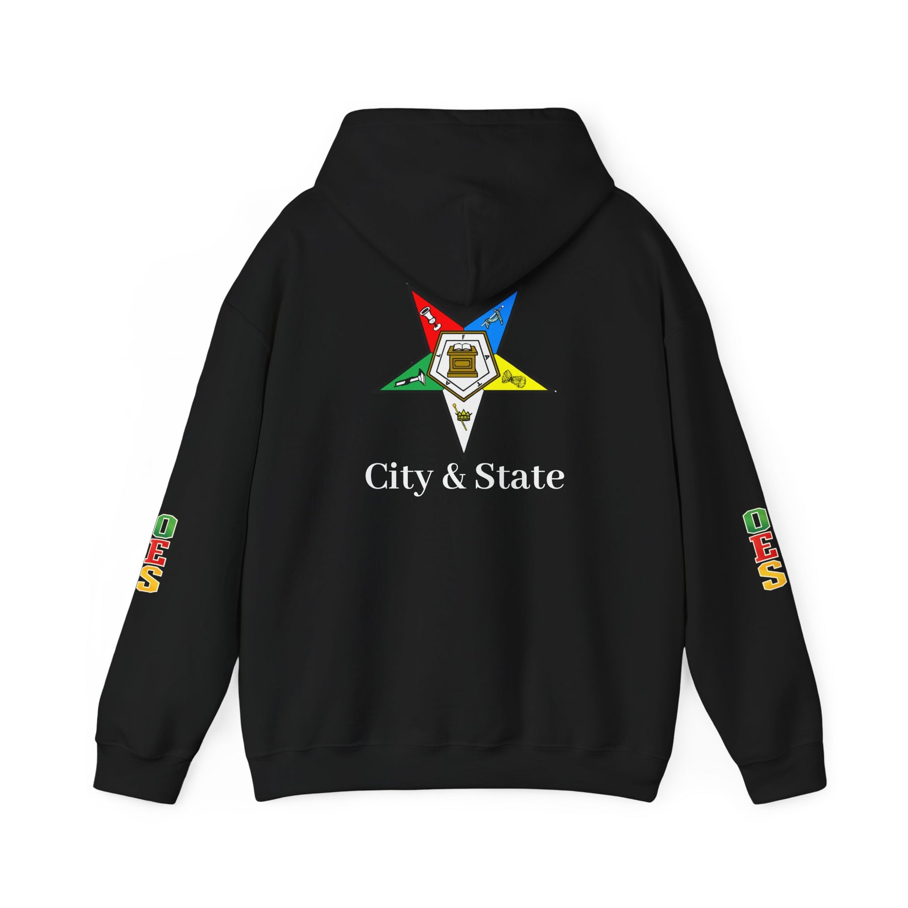 OES Hoodie - Colorful Eastern Star & Initials with Personalization - Bricks Masons