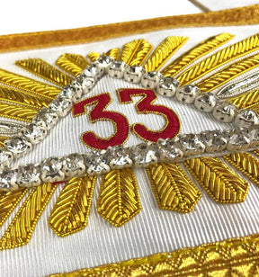 33rd Degree Sash - Gold Fringe & White Ribbon - Bricks Masons