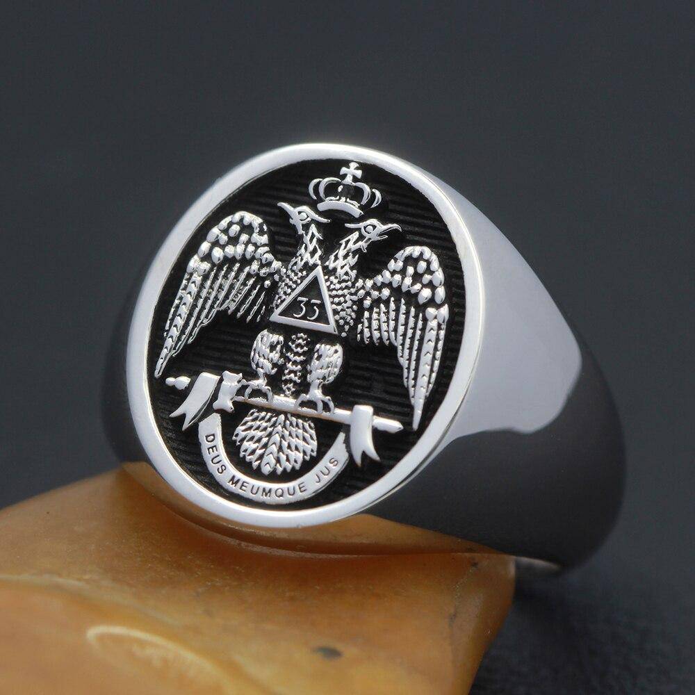 33rd Degree Scottish Rite Ring - Black Oval 925 sterling silver - Bricks Masons