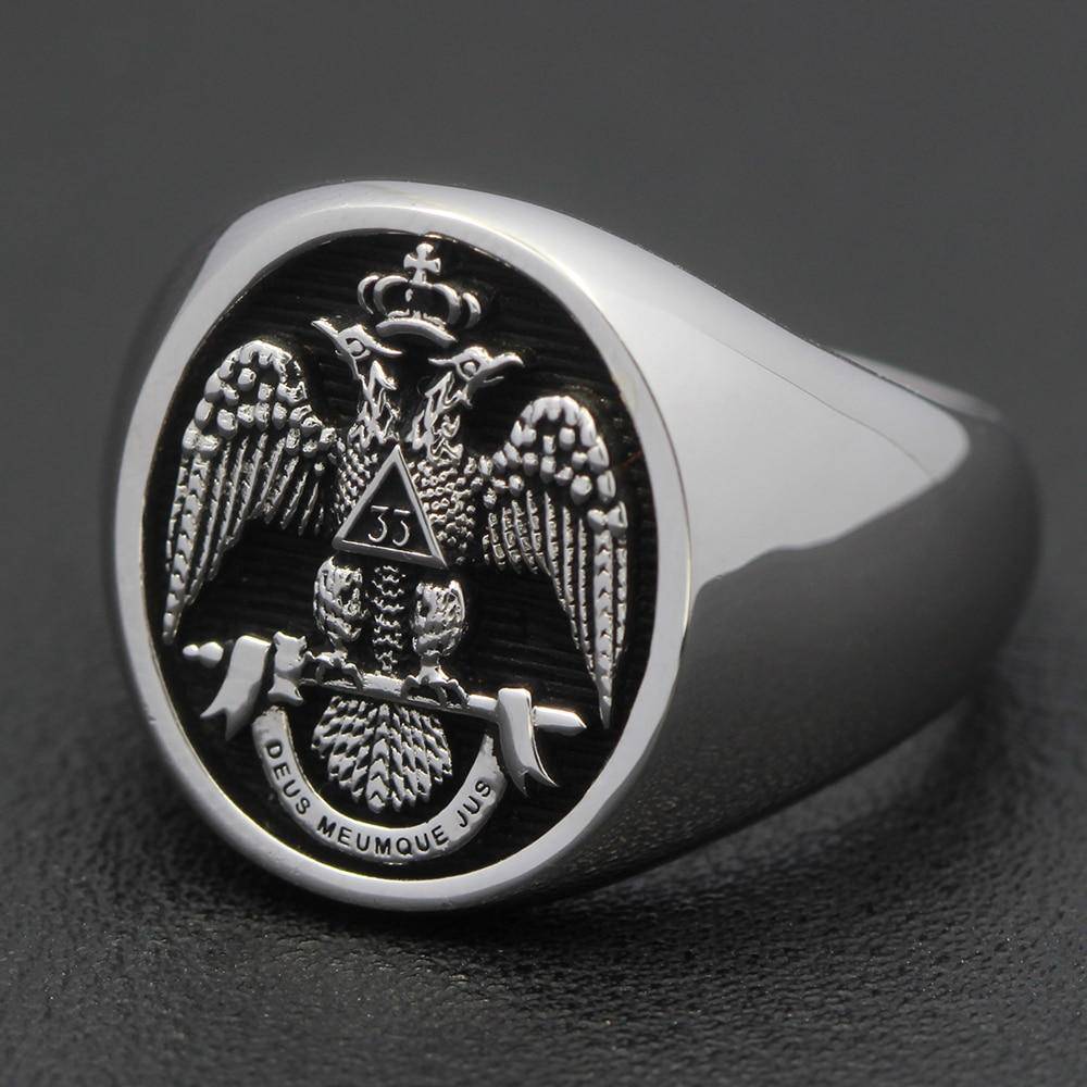 33rd Degree Scottish Rite Ring - Black Oval 925 sterling silver - Bricks Masons