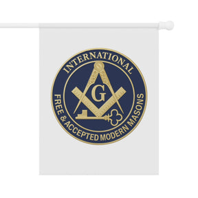 International Masons Yard Flag - White & Blue Printed Poly Poplin - Bricks Masons