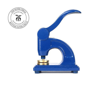 Shriners Long Reach Seal Press - Heavy Embossed Stamp Blue Color Customizable - Bricks Masons