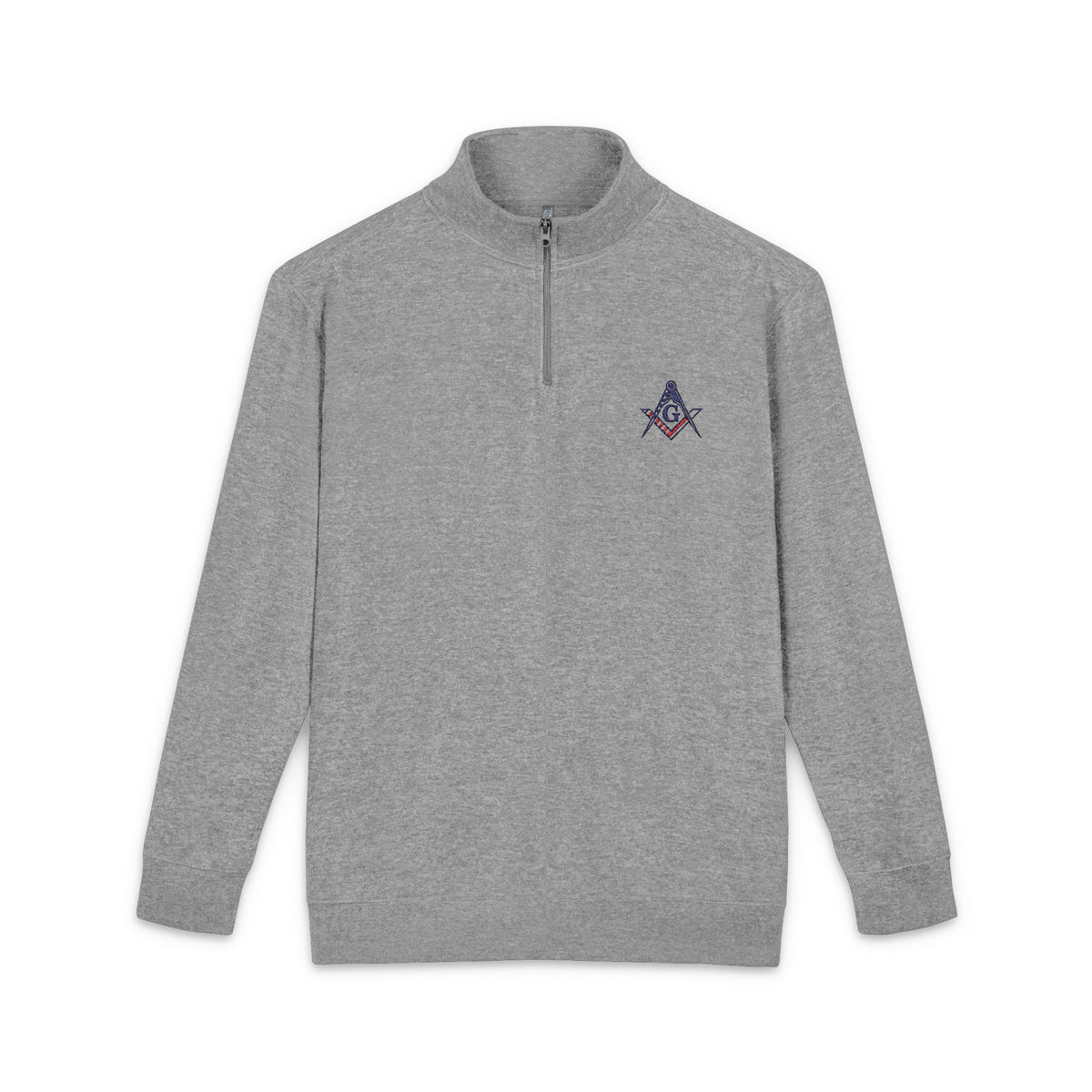 Master Mason Blue Lodge Sweatshirt - Embroidered S&C G with USA Flag Print - Bricks Masons