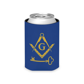 International Masons Can Cooler - Gold & Blue Square & Compass G - Bricks Masons