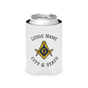 Master Mason Blue Lodge Can Cooler - Square & Compass with G Personalize Your Lodge - Bricks Masons