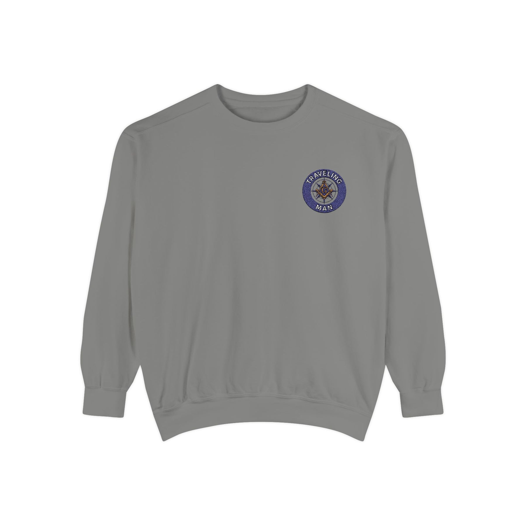 Master Mason Blue Lodge Sweatshirt - Embroidered Emblem Traveling Man - Bricks Masons