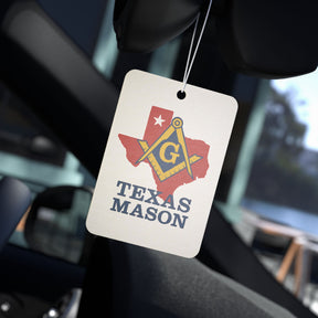 Master Mason Blue Lodge Car Air Freshener - Texas Mason Square & Compass G - Bricks Masons