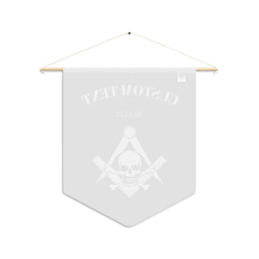 Widows Sons Pennant - Black & White Skull with Bones With Personalization - Bricks Masons