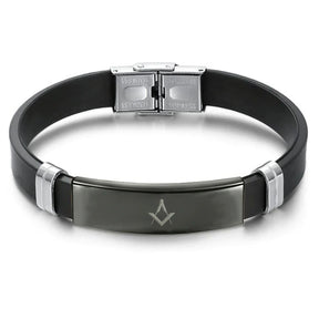 Master Mason Blue Lodge Bracelet - Steel & Leather - Bricks Masons