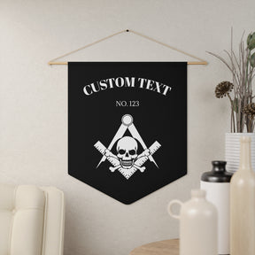 Widows Sons Pennant - Black & White Skull with Bones With Personalization - Bricks Masons