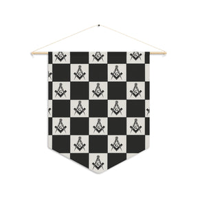 Master Mason Blue Lodge Pennant - S & C with G on Checkered Pattern - Bricks Masons