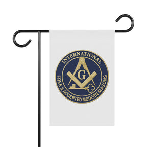 International Masons Yard Flag - White & Blue Printed Poly Poplin - Bricks Masons