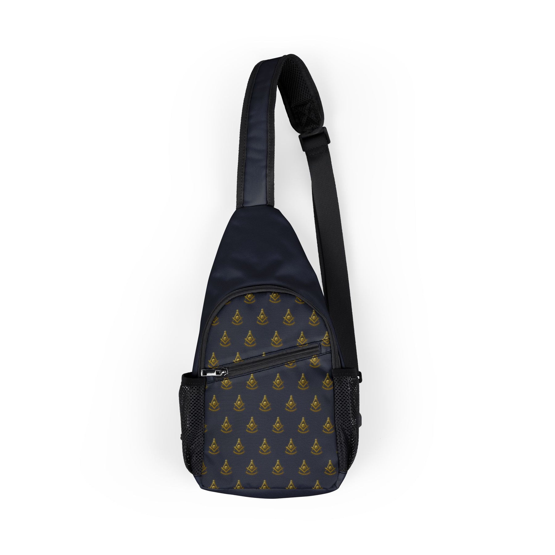 Past Master Blue Lodge Crossbody Bag - Gold Square & Compass Pattern - Bricks Masons