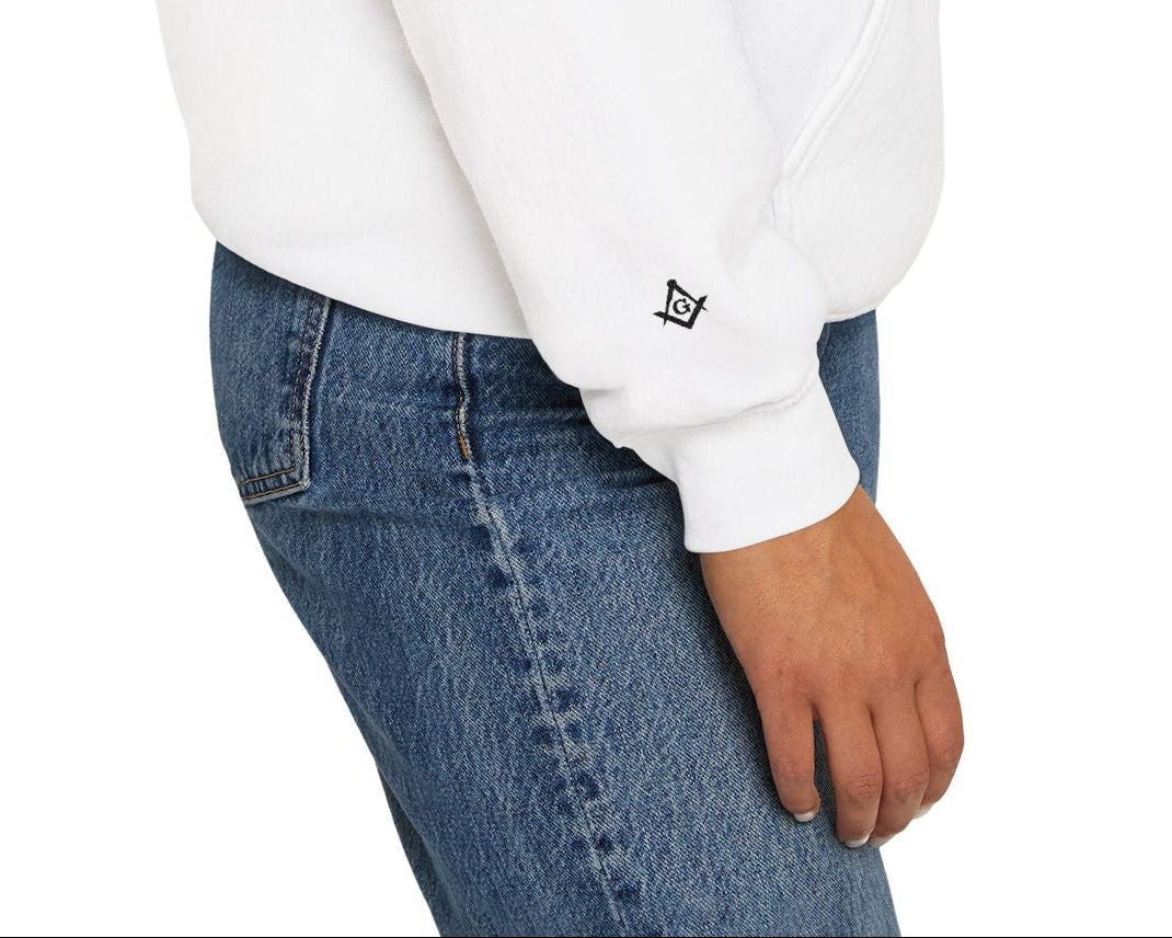 Master Mason Blue Lodge Sweatshirt - Bound By Brotherhood with Square & Compass G Embroidery - Bricks Masons