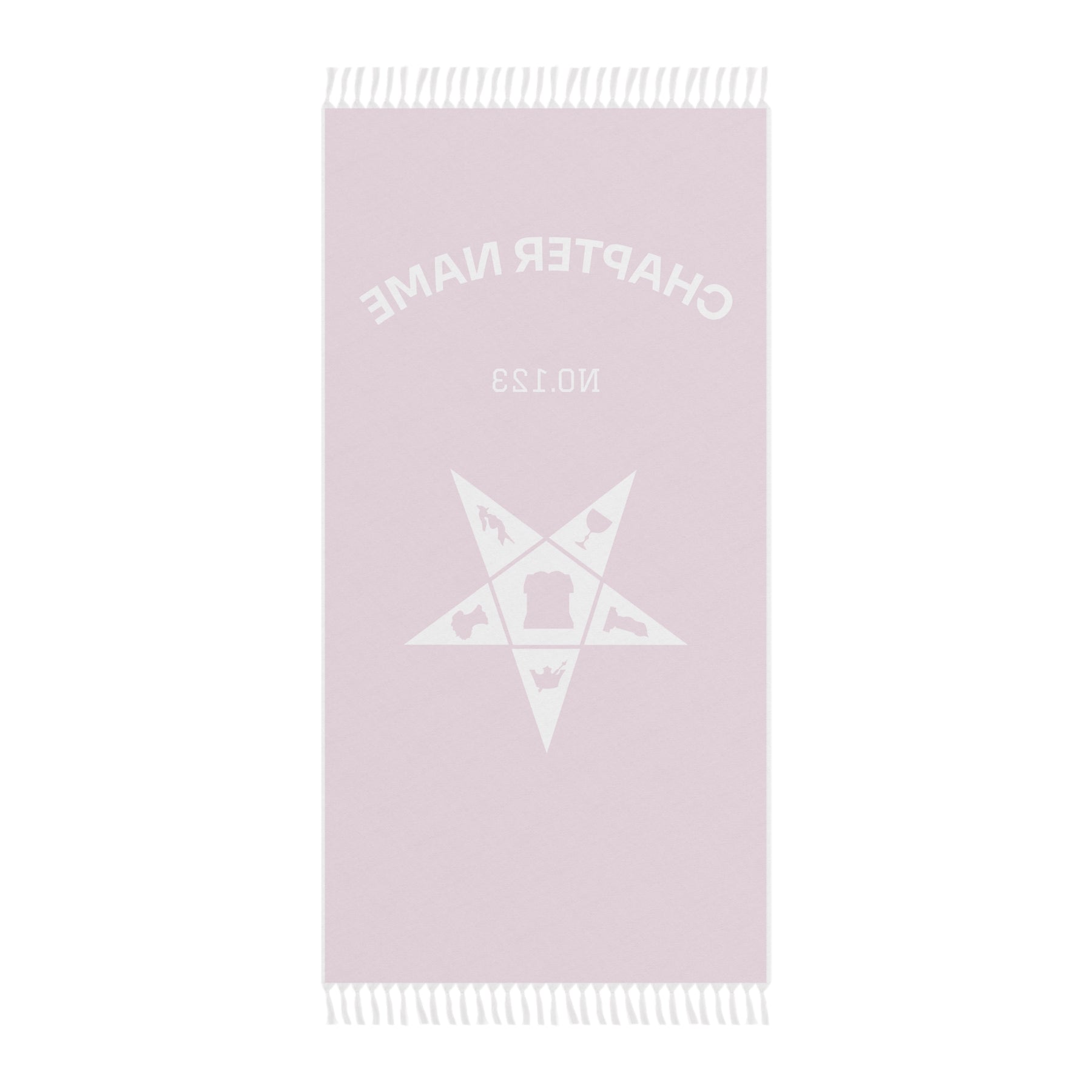 OES Towel - Pink Polyester With White Star Customizable Beach Cloth - Bricks Masons