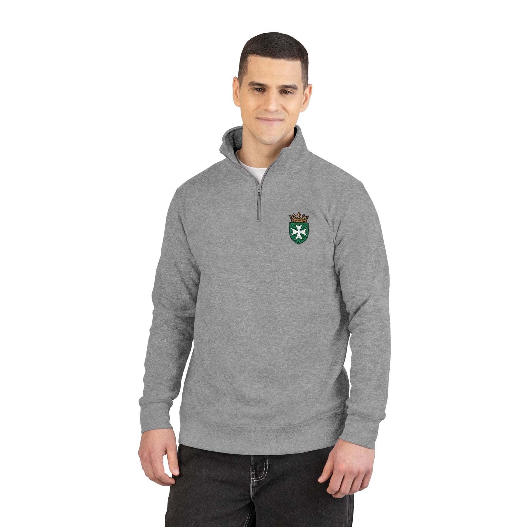 Order of Saint Lazarus Sweatshirt - Embroidered Crowned Shielded Cross - Bricks Masons