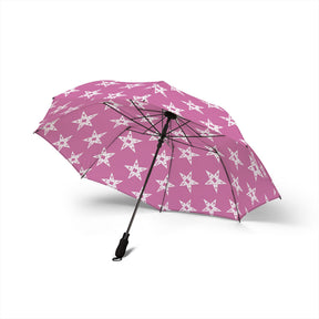 OES Umbrella - Pink with White Stars Semi-Automatic Foldable Umbrella - Bricks Masons