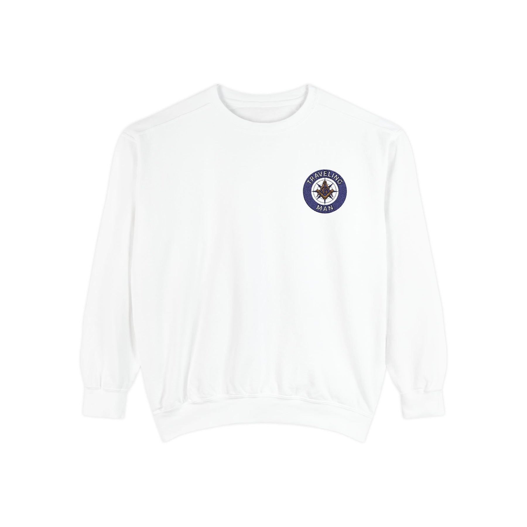 Master Mason Blue Lodge Sweatshirt - Embroidered Emblem Traveling Man - Bricks Masons