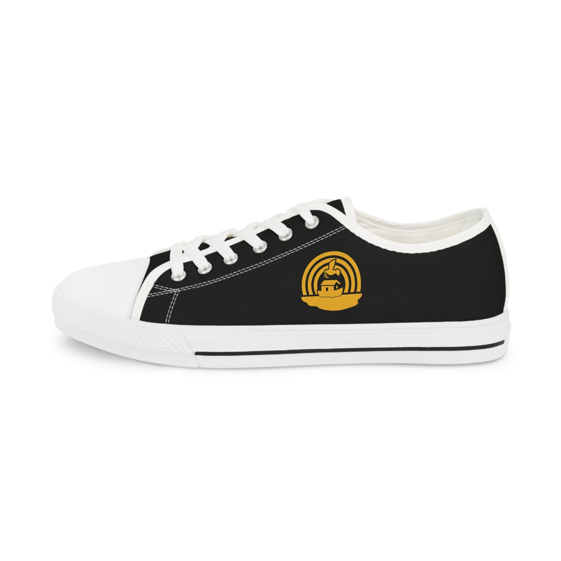 Royal Ark Mariner Sneaker - Low Top Sneaker Black & White Golden Emblem - Bricks Masons