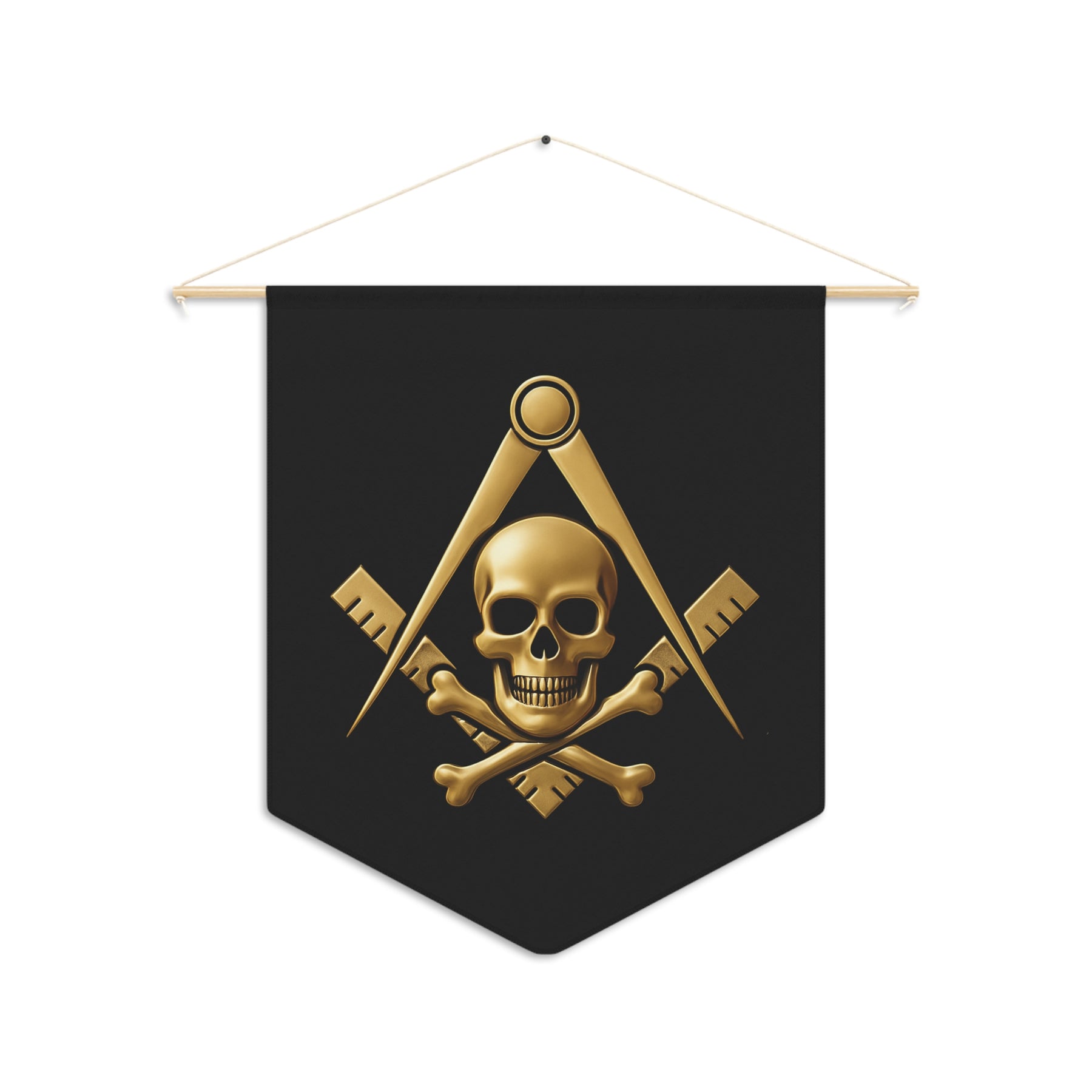 Widows Sons Pennant - Square & Compass with Skull Emblem - Bricks Masons