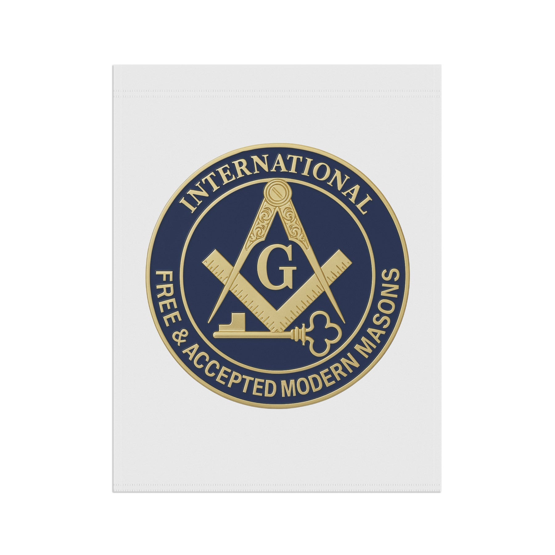International Masons Yard Flag - White & Blue Printed Poly Poplin - Bricks Masons