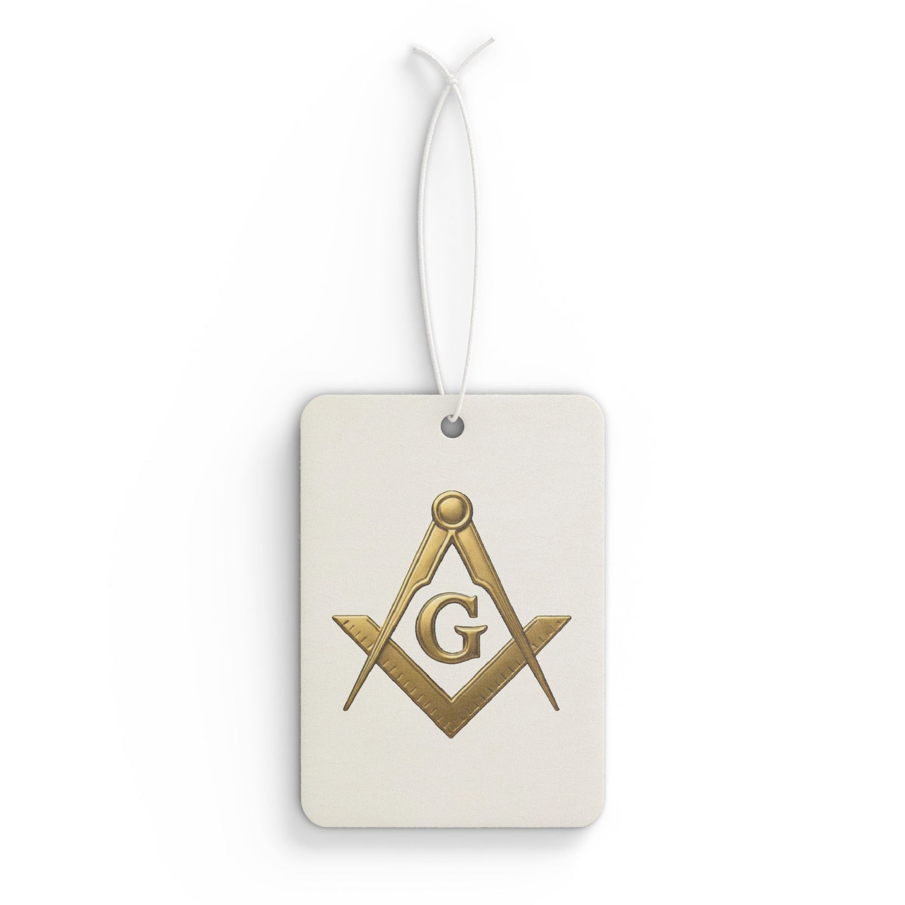 Master Mason Blue Lodge Car Air Freshener - Gold Square & Compass with G - Bricks Masons