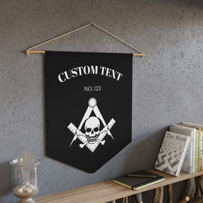 Widows Sons Pennant - Black & White Skull with Bones With Personalization - Bricks Masons