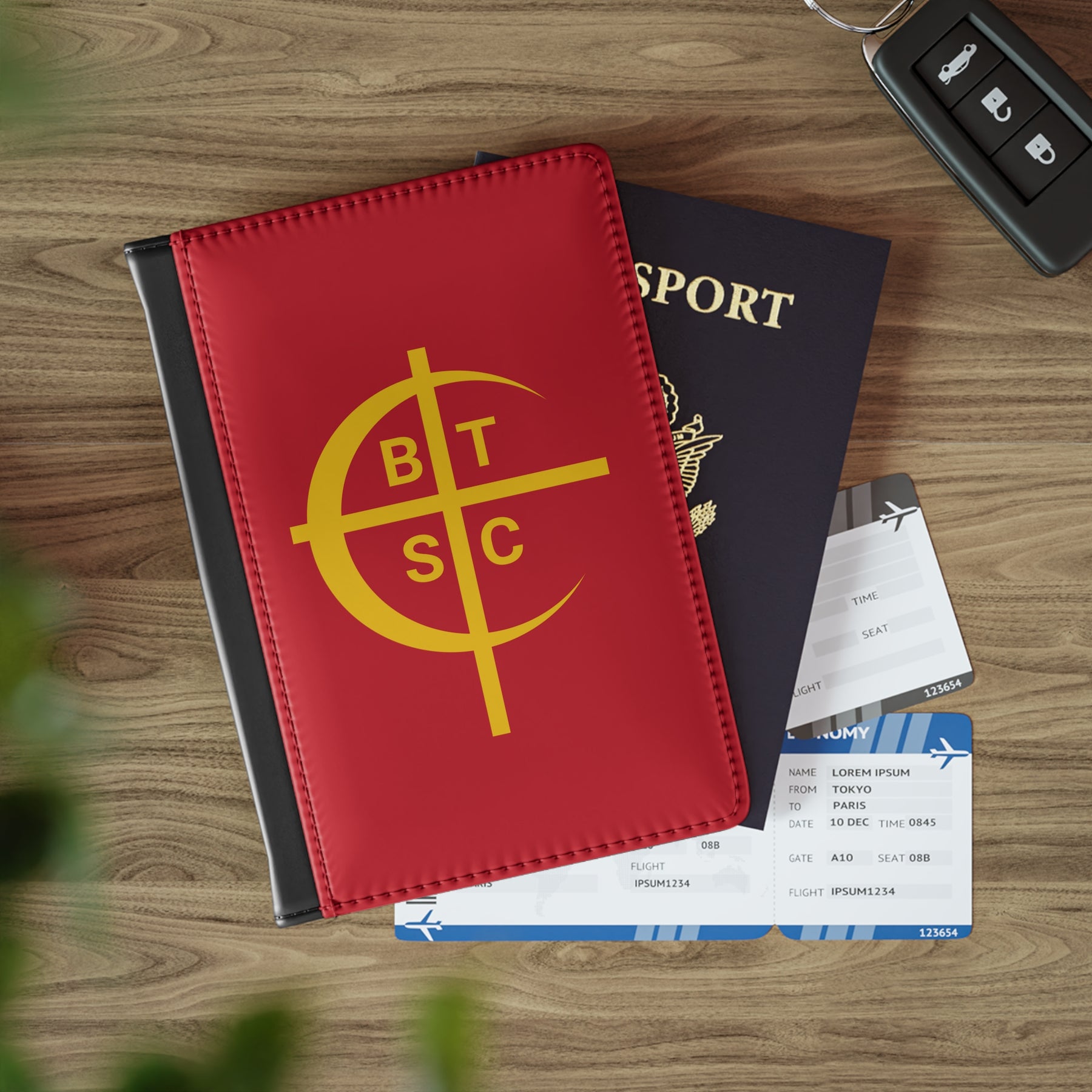 Council of Crusaders Passport Cover - Red PU Leather With Inner Compartments - Bricks Masons