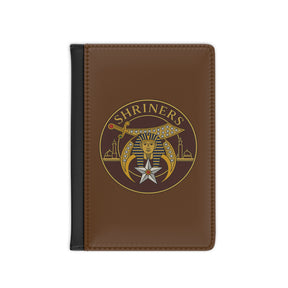 Shriners Passport Cover - Brown PU Leather With Inner Compartments - Bricks Masons