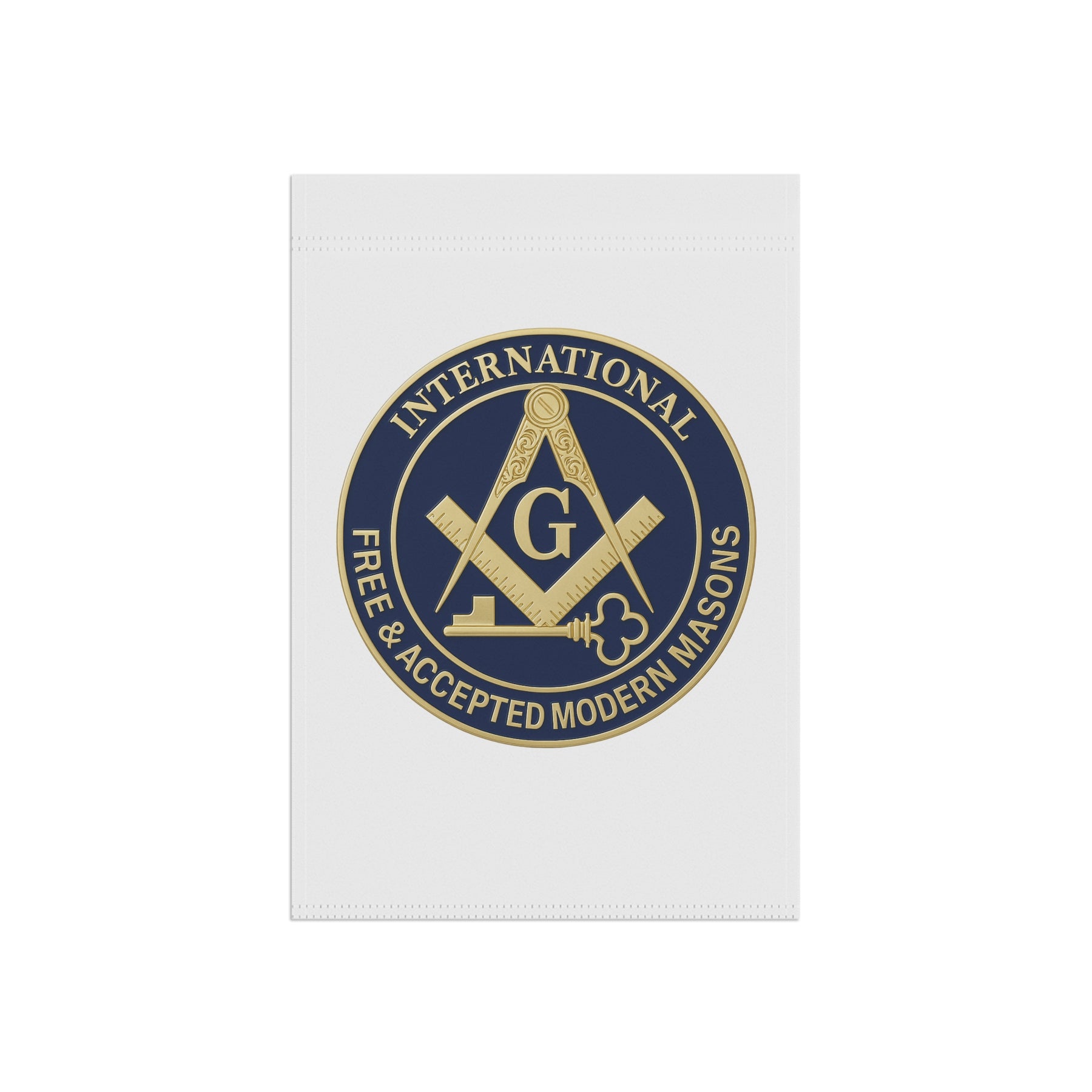 International Masons Yard Flag - White & Blue Printed Poly Poplin - Bricks Masons
