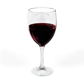 Master Mason Blue Lodge Wine Glass - Served On The Level Square & Compass G - Bricks Masons