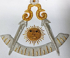 Past Master Blue Lodge Apron - Gold & Silver Bullion Hand Embroidery