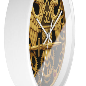 32nd Degree Scottish Rite Clock - Double Headed Eagle with Open Gear - Bricks Masons