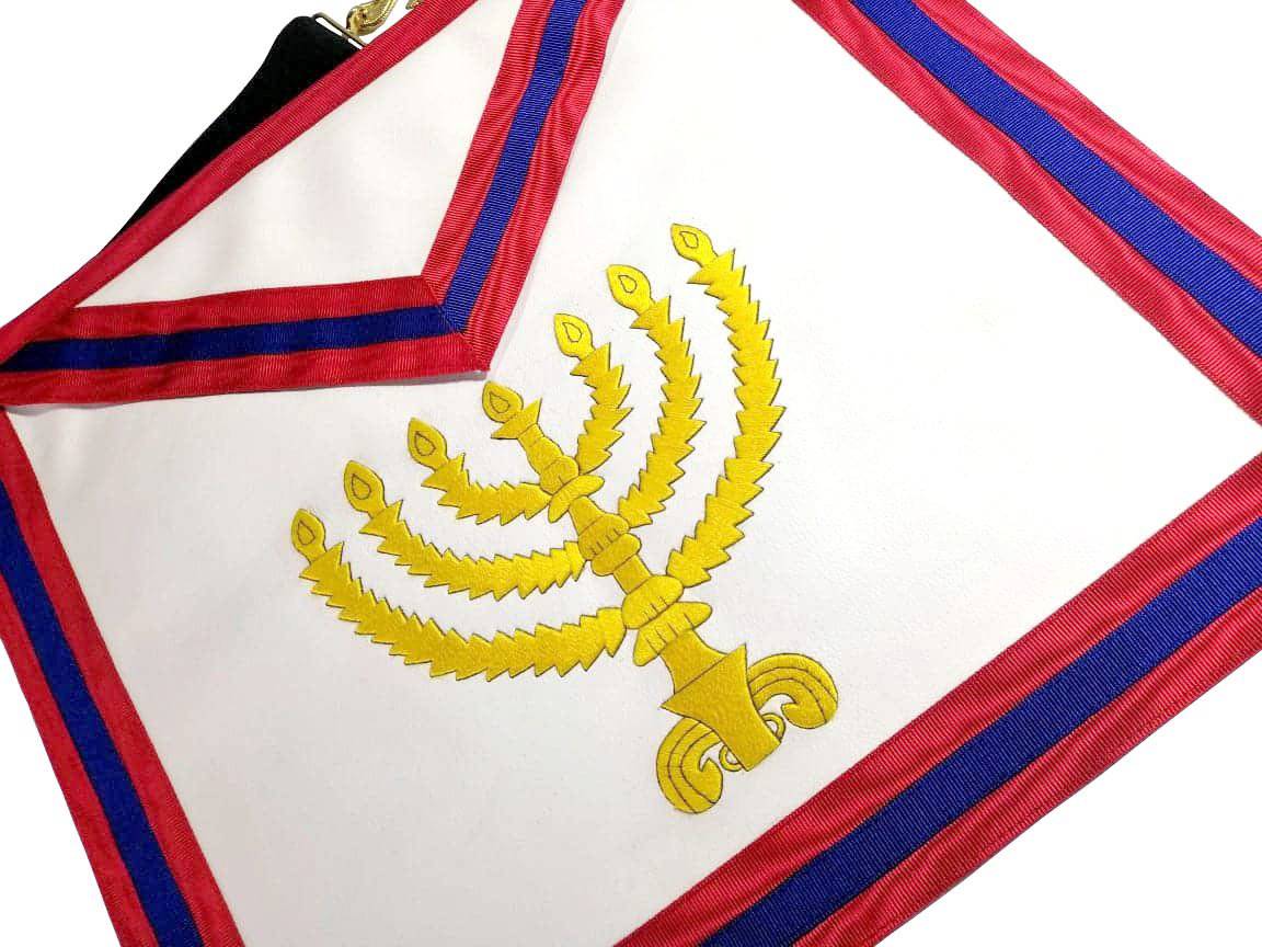 23rd Degree Scottish Rite Apron - White with Red & Blue Moire