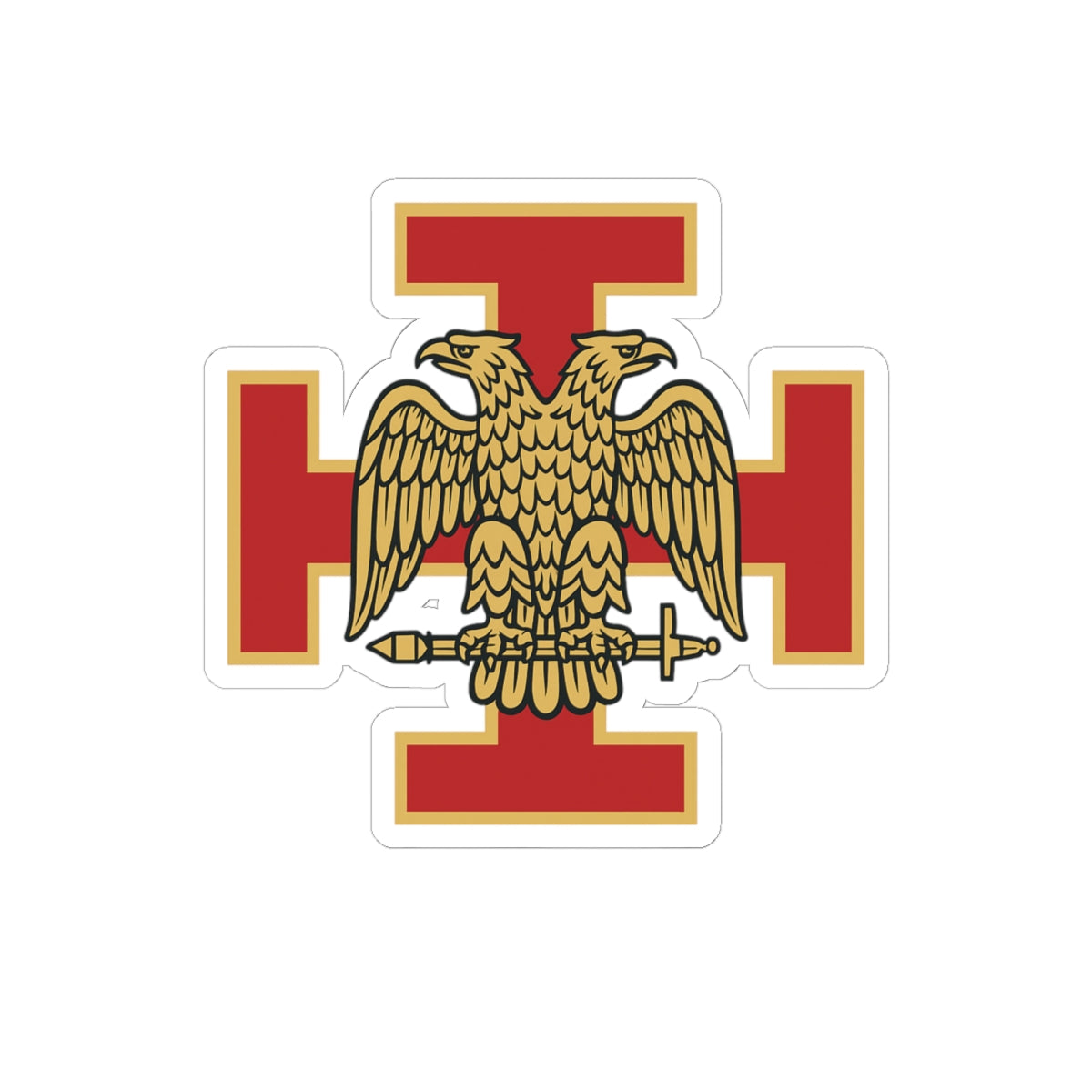 33rd Degree Scottish Rite Sticker Decal - Kiss-Cut Red & Gold Eagle - Bricks Masons