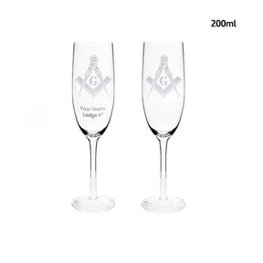 Master Mason Blue Lodge Champagne Flute - 2 Pieces Set