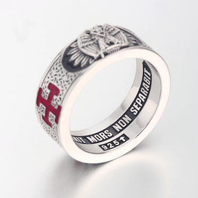 32nd Degree Scottish Rite Ring - 925 Sterling Silver/ 14k Real Gold Eagle