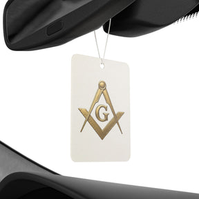 Master Mason Blue Lodge Car Air Freshener - Gold Square & Compass with G - Bricks Masons