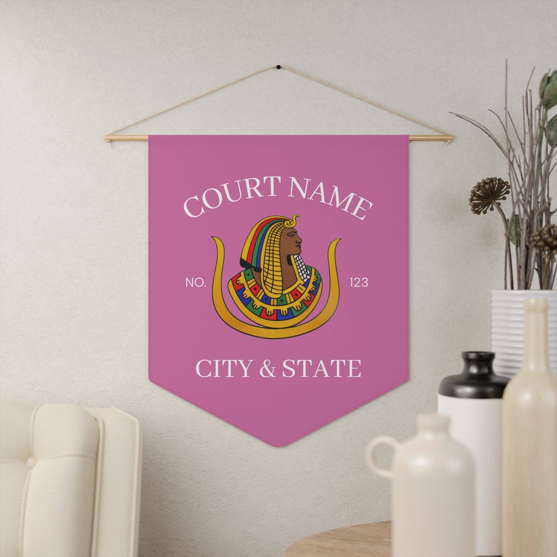 DOI Pennant - Personalized Pink Polyester Twill - Bricks Masons
