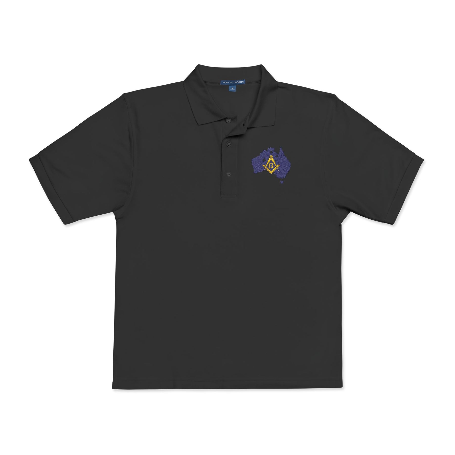 Master Mason Blue Lodge Australia Jurisdiction Polo Shirt - Embroidered Square & Compass G Mason - Bricks Masons