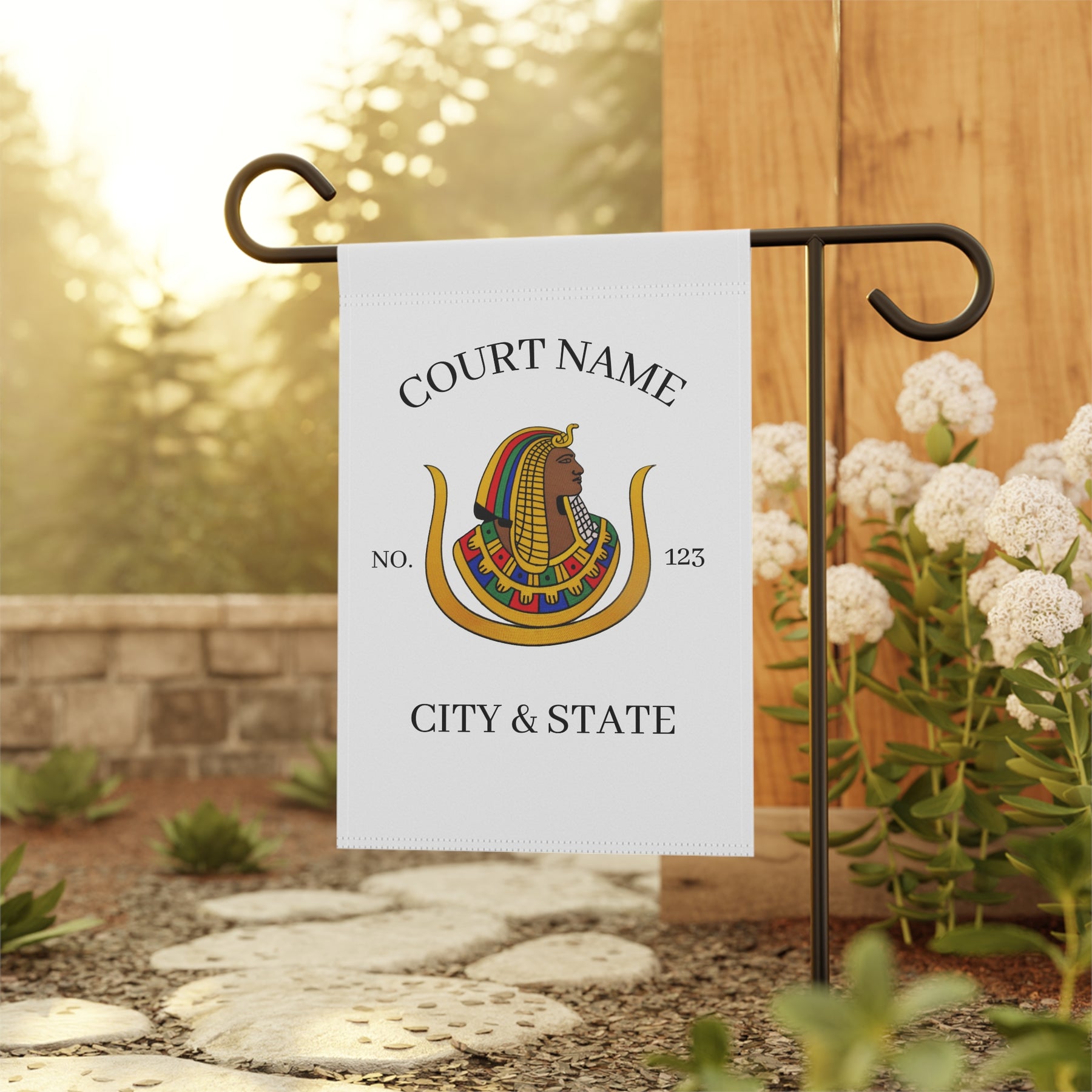 DOI Yard Flag - Personalized White Printed Poly Poplin - Bricks Masons