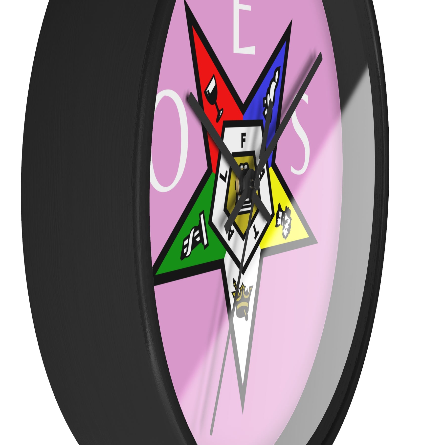 OES Clock - Pink Dial with OES Emblem and Inscription - Bricks Masons