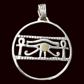 Egyptian Eye of Horus Pendant Silver and Gold 4.5 x 3.5 cm Art 611 - Bricks Masons