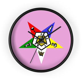 OES Clock - Classic Wood Frame with Star Emblem Design - Bricks Masons