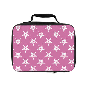 OES Lunch Bag - Pink & White Stars With Zipper Closure - Bricks Masons
