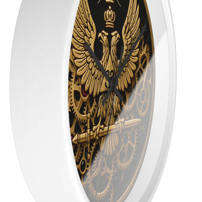 33rd Degree Scottish Rite Clock - Open Gear Eagle on Wood Frame With Plexiglass Face - Bricks Masons