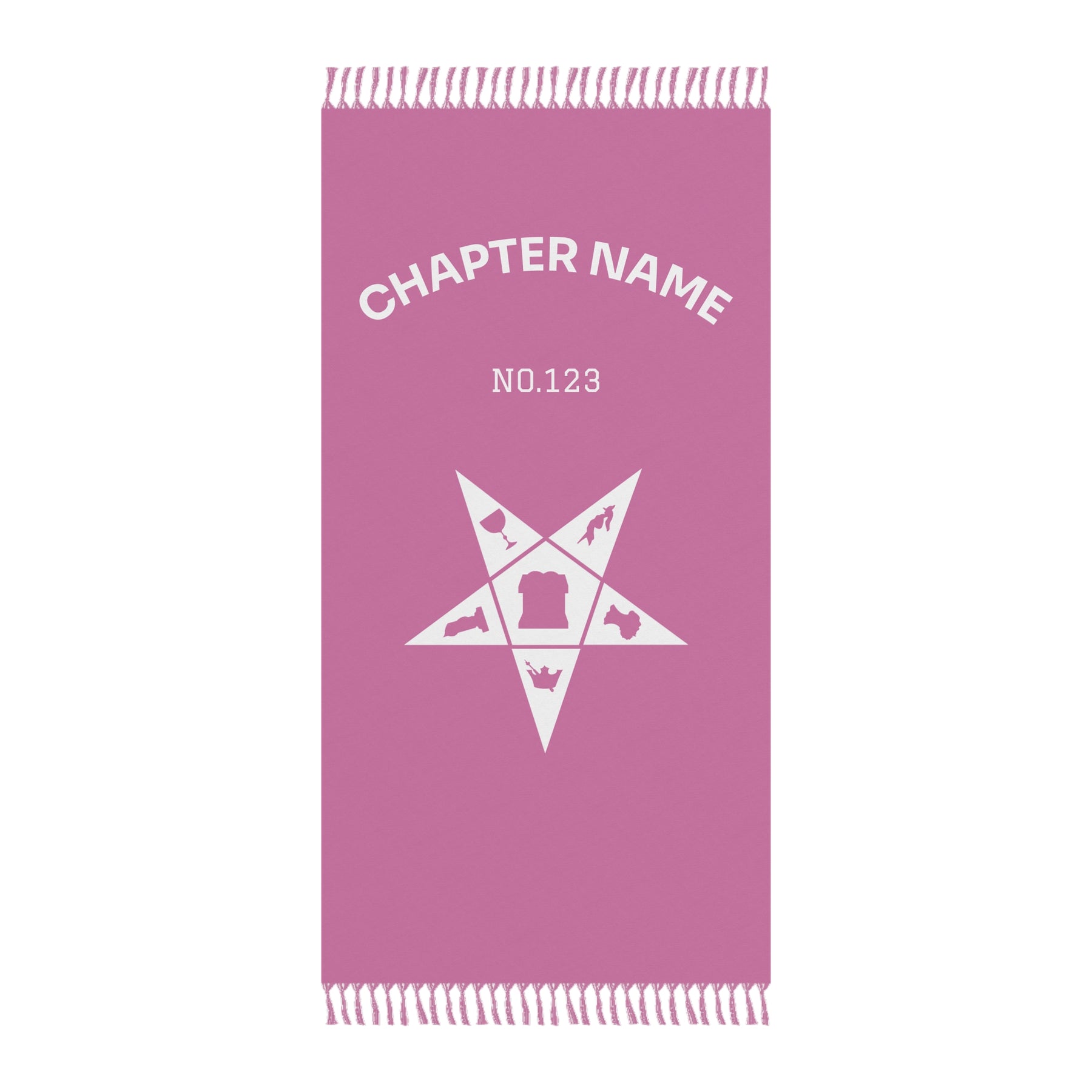 OES Towel - Pink Polyester With White Star Customizable Beach Cloth - Bricks Masons