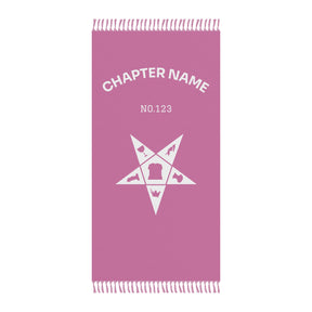 OES Towel - Pink Polyester With White Star Customizable Beach Cloth - Bricks Masons