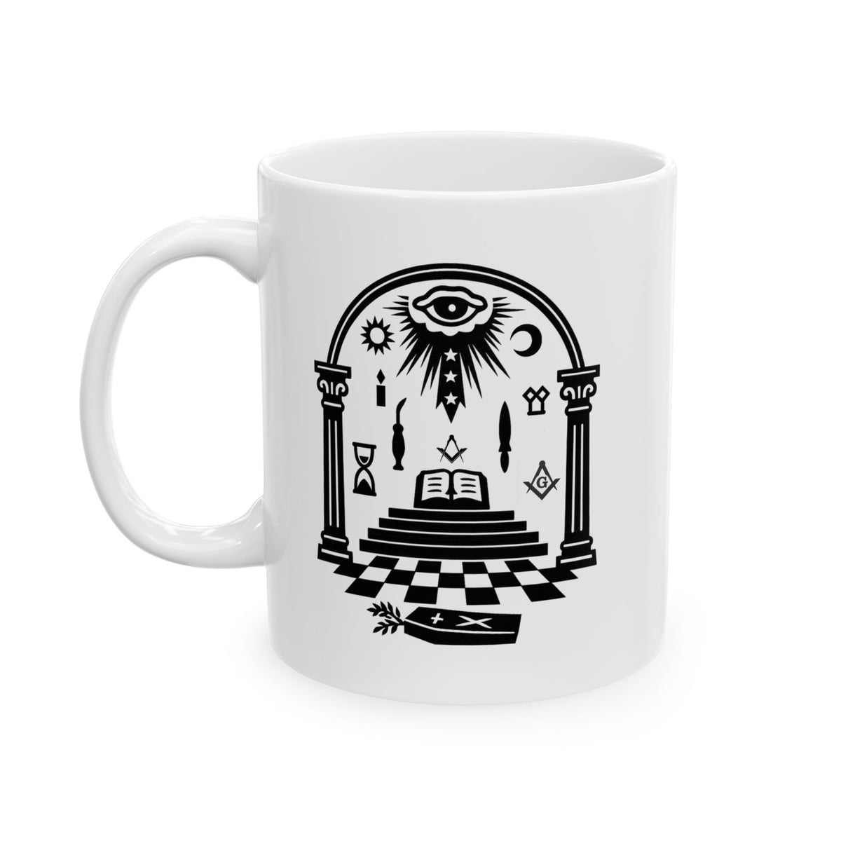 Master Mason Blue Lodge Ceramic Mug, (11oz, 15oz) - Bricks Masons