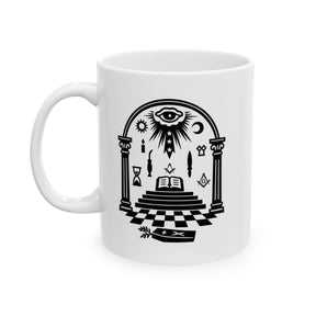 Master Mason Blue Lodge Ceramic Mug, (11oz, 15oz) - Bricks Masons